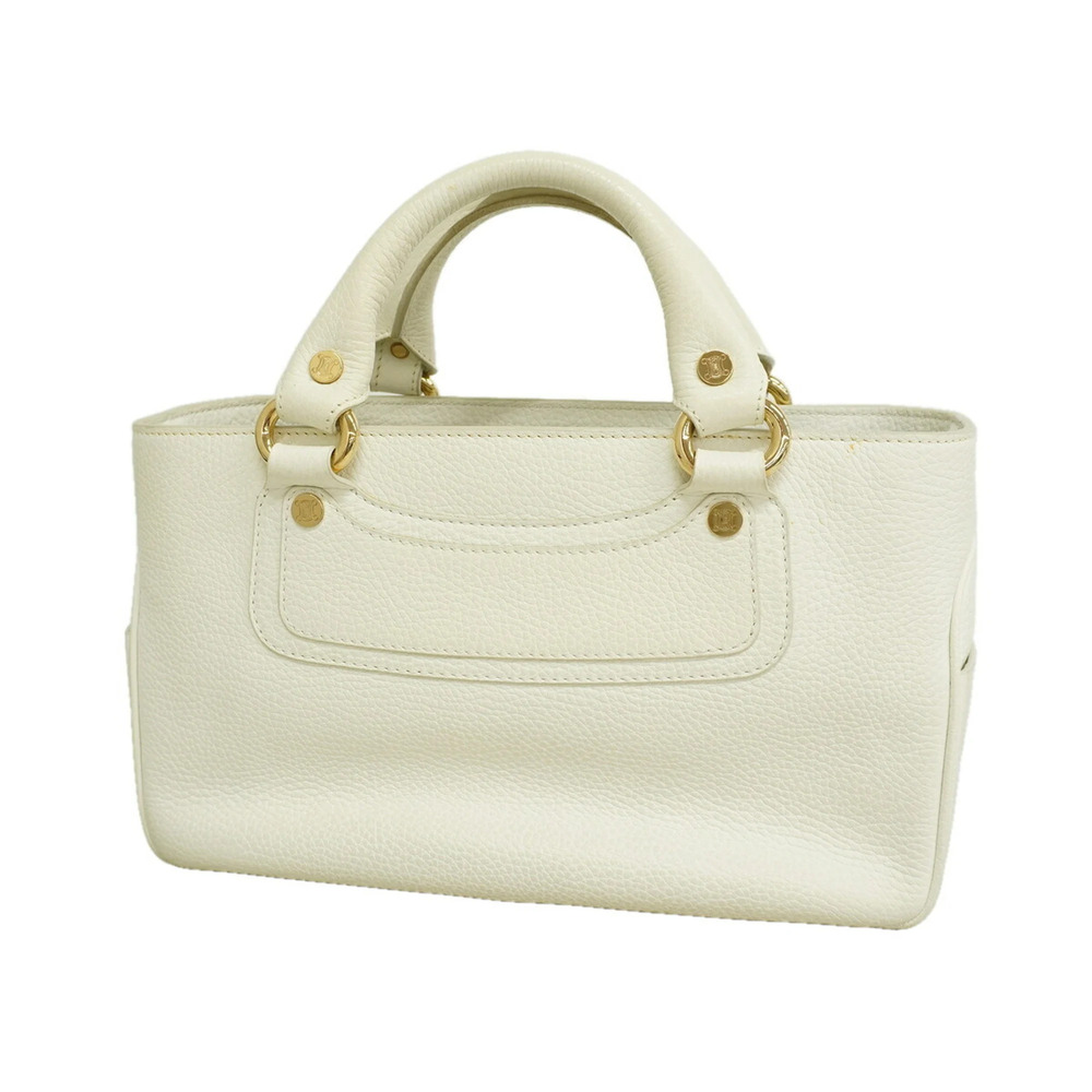 Celine Boogie Bag Leather Handbag, White, Women's